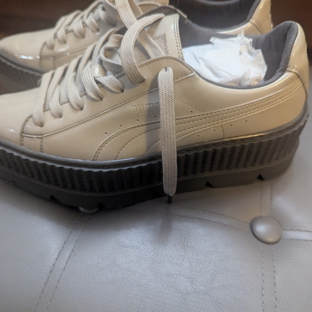 Puma Beige and Black Platform Sneakers